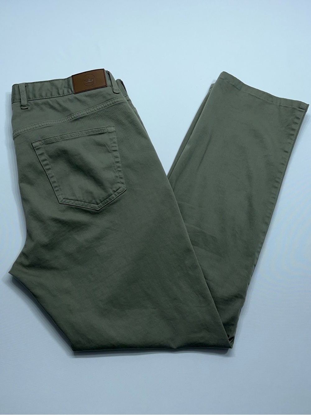 Peter Millar Ultimate Sateen 5 Pocket Pants Mens 34x31 Khaki MF22B39 Golf Preppy